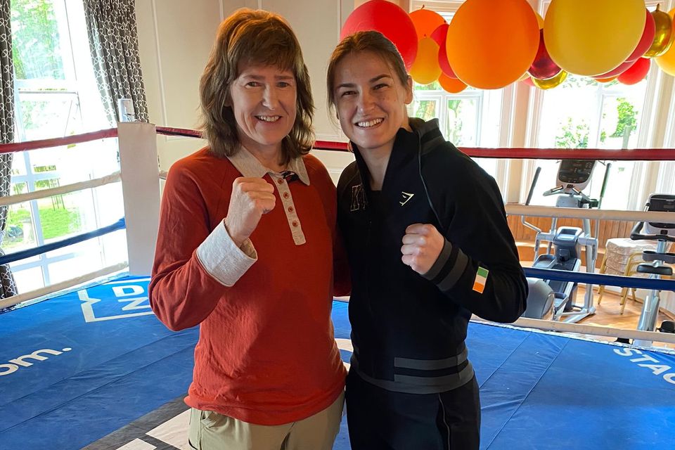 Deirdre Gogarty and Katie Taylor met on Thursday at Taylor's fight HQ