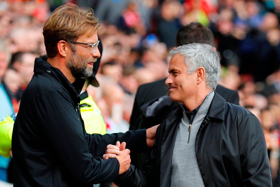 Liverpool boss Jurgen Klopp with Jose Mourinho