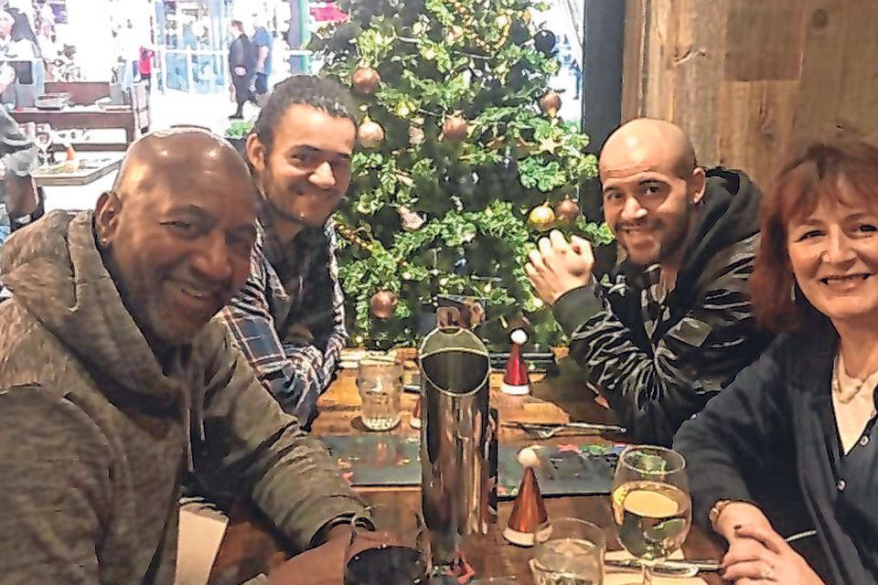 Ed, Neil, Darren and Anne Randolph celebrating Christmas in England recently