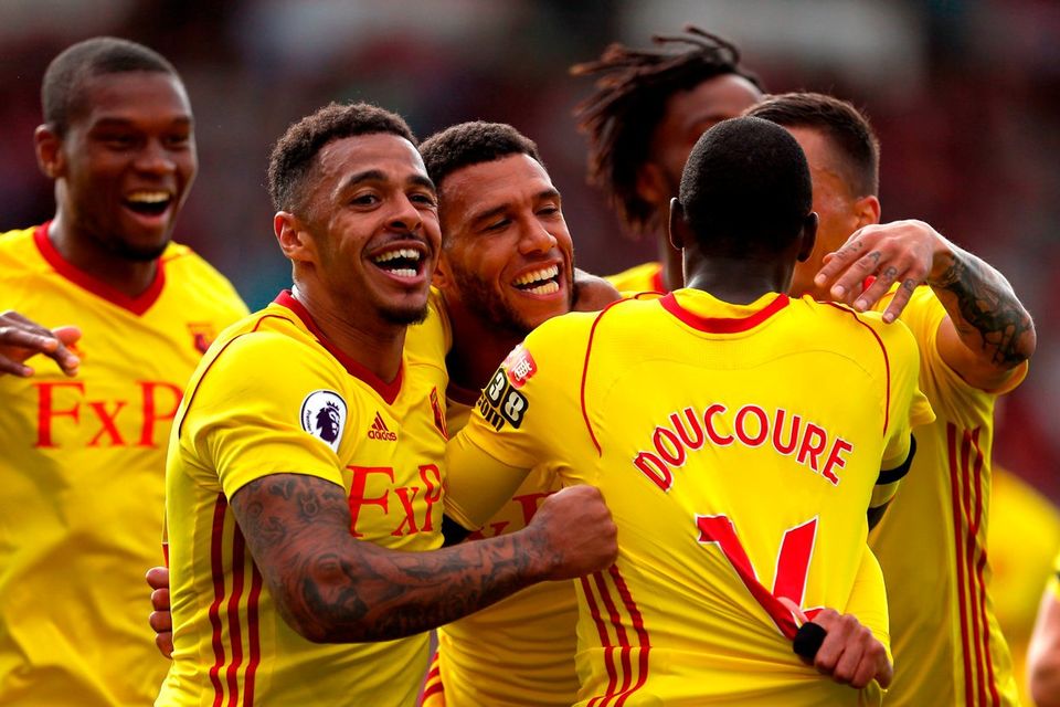 Watford's Etienne Capoue celebrates scoring his side's second goal