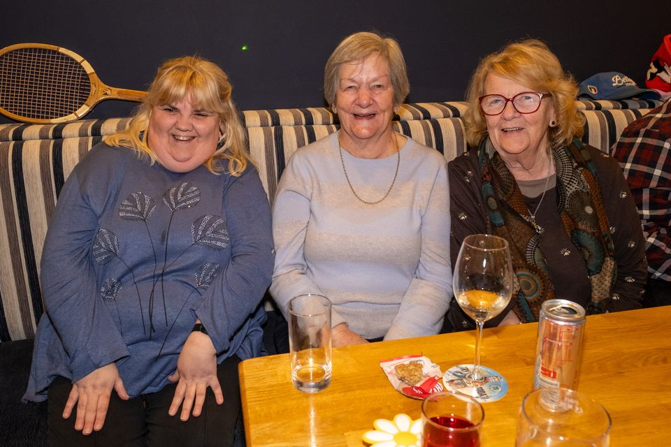 Derri Keating, Fidelma Devereaux and Deirdre Keating at the Bray Lakers Disco. Photo: Leigh Anderson
