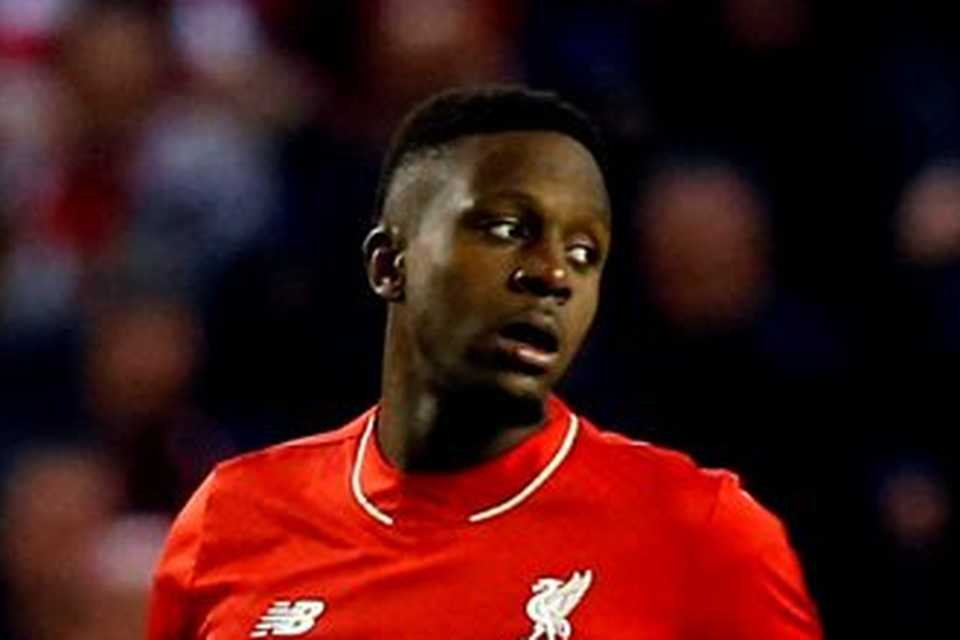 Liverpool’s Divock Origi after scoring his side’s first goal against Borussia Dortmund at Anfield last night. Photo: PA