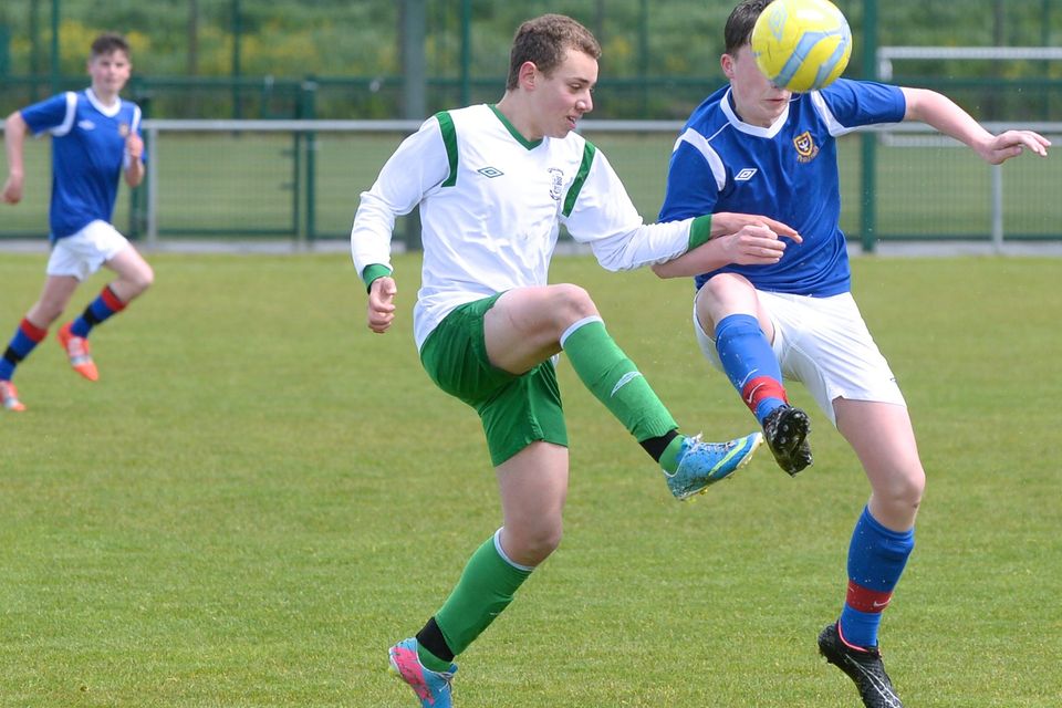 19/05/15.Yasser Mahrouk during the Under 15s soccer final between Colaiste Phadraig CBS and Templeouge College at Peamount Utd.
Pic: Justin Farrelly.