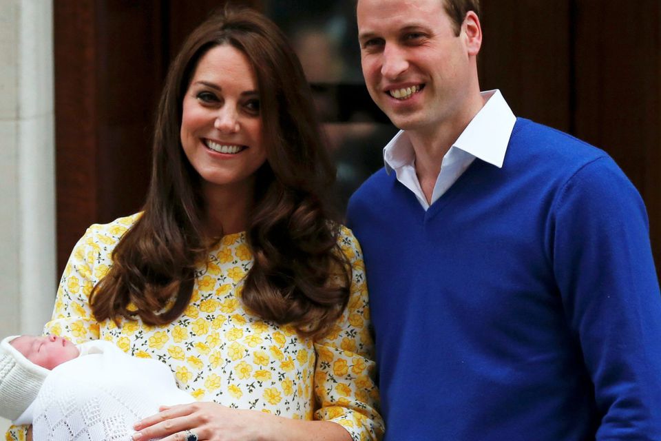 Kate Middleton and Prince William present Princess Charlotte to the world on the steps of the Lindo Wing at St Mary's hospital in London