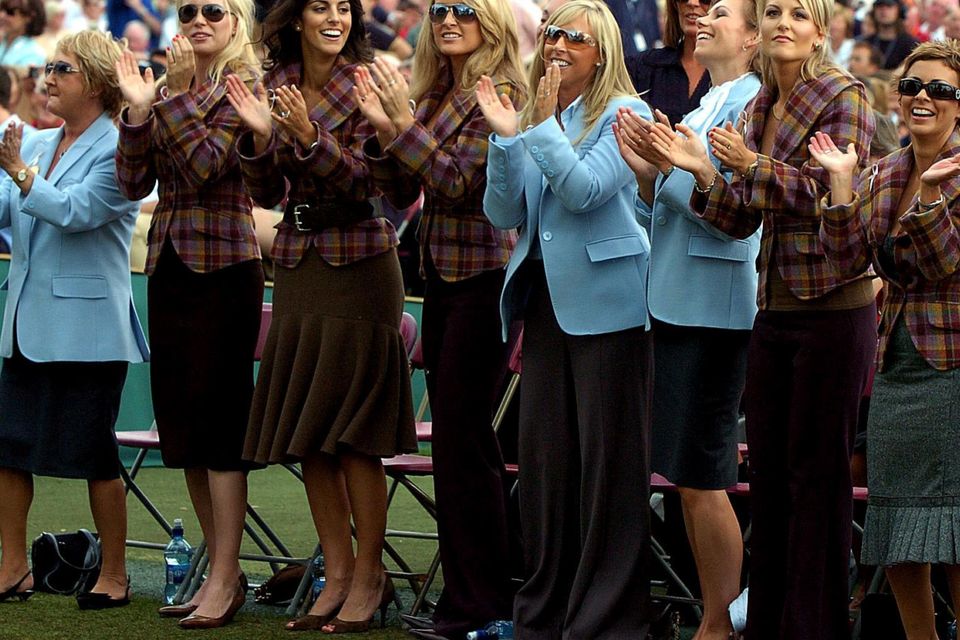 Sporting life: Caroline (fifth from left) with the 2006 Ryder Cup team wives and girlfriends. Photo: Rebecca Naden/PA.