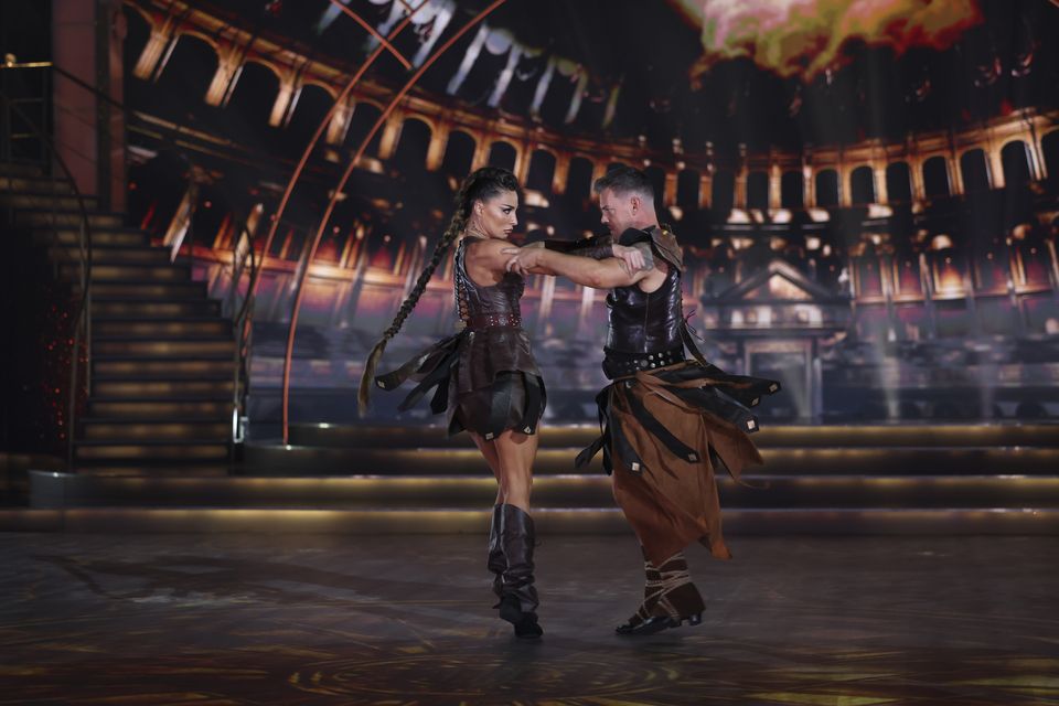 Buster from Mrs Brown’s Boys TV Show Danny O’Carroll with his Pro Dance Partner Salome Chachua during Dancing with the Stars. Photo: Kyran O’Brien/kobpix