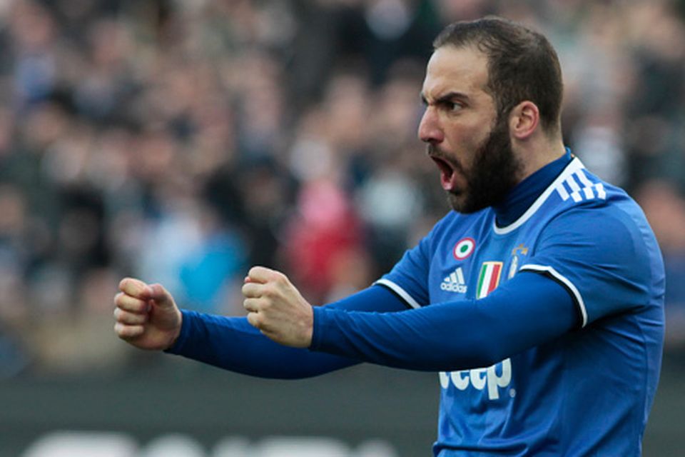 Gonzalo Higuain during Serie A match between Udinese v Juventus, in Udine, on March 25, 2017 (Photo by Loris Roselli/NurPhoto via Getty Images).