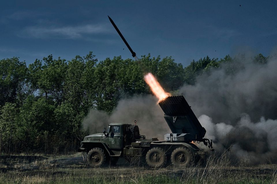 A Ukrainian Grad rocket launcher