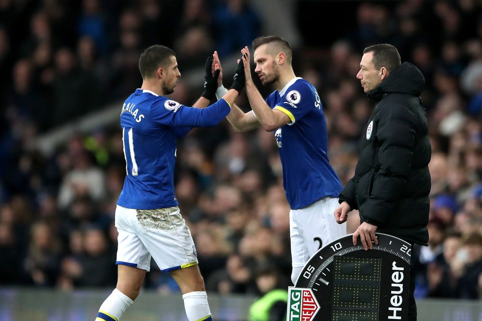 Morgan Schneiderlin, right, and Kevin Mirallas, left, were missing from Everton's squad