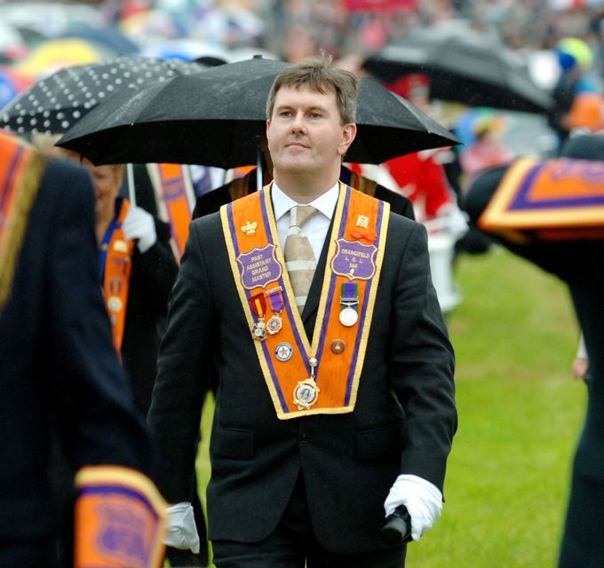 Jeffrey Donaldson at an Orange Order parade