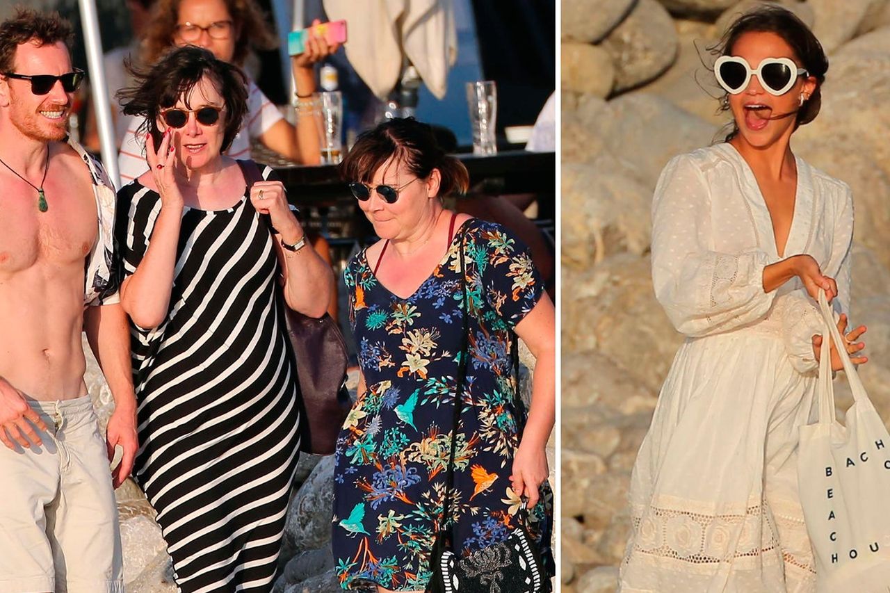 Alicia Vikander Wearing White Dress in Ibiza