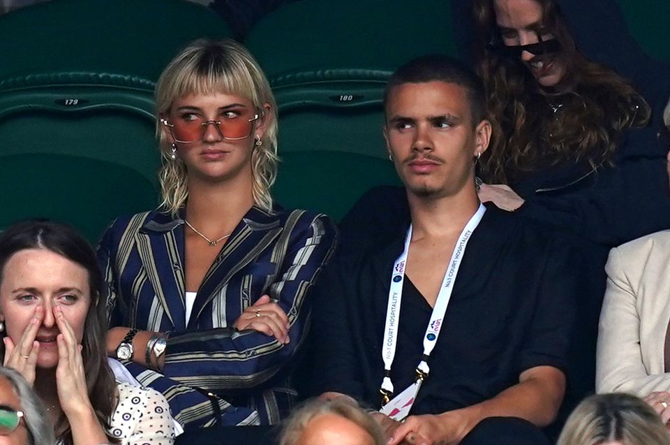 Mia Regan and Romeo Beckham at Wimbledon (Adam Davy/PA)