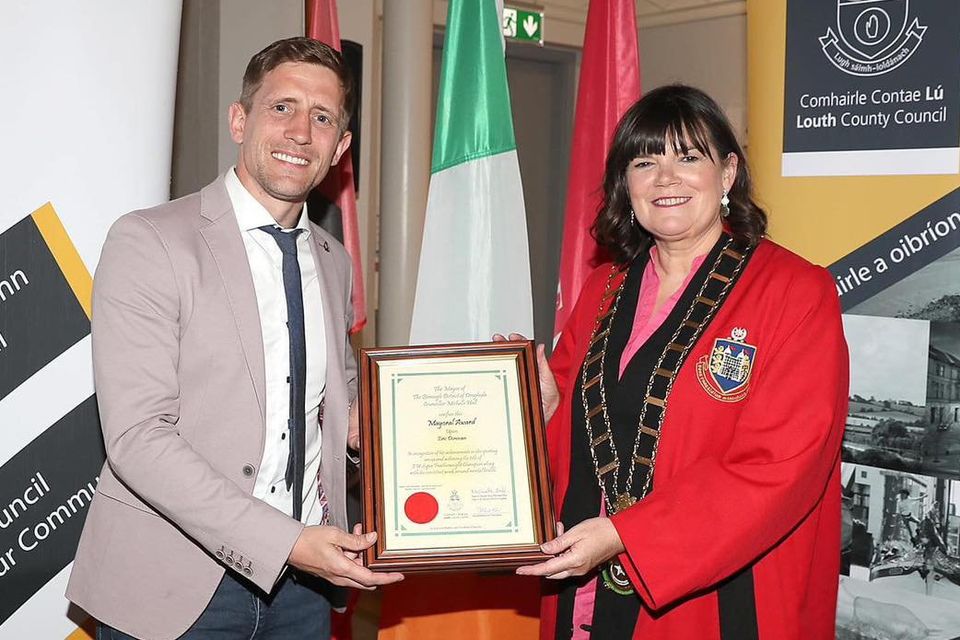 Tullyallen's Eric Donovan (left) who received the Mayoral Award  for his achievement in Boxing and work in Mental Health. 
