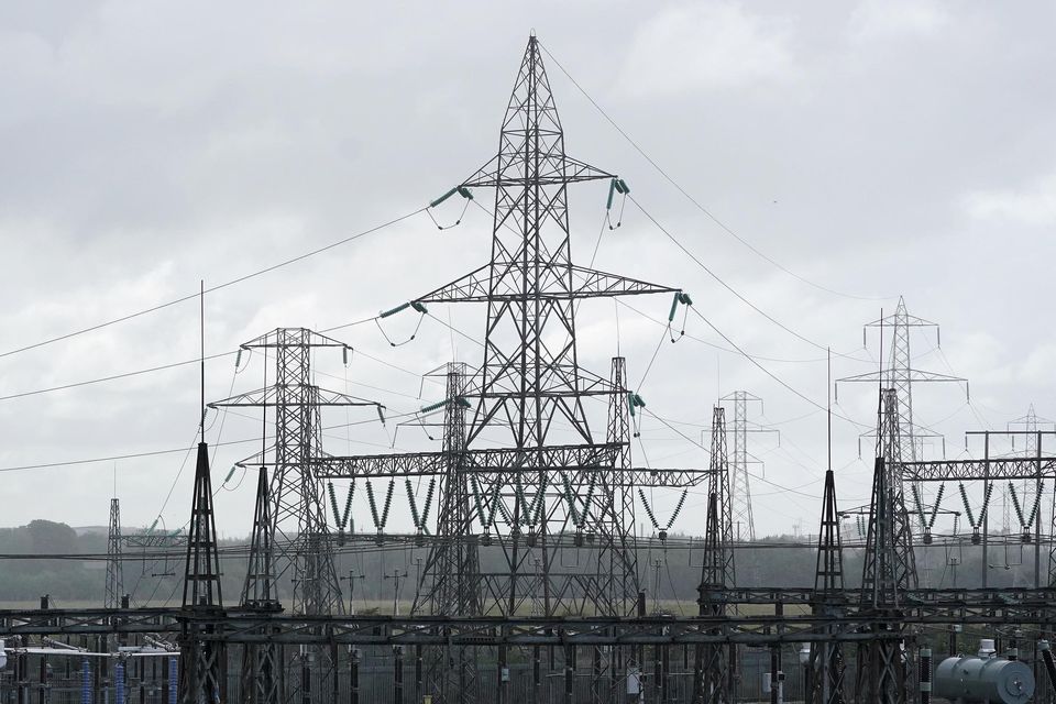 A view of pylons at the ESB's electric power station in Finglas, Dublin. Photo: Brian Lawless/PA