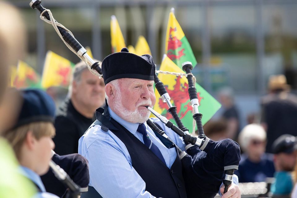William Marshal weekend. Brian McMahon from the New Ross & District Pipe Band playing. Photo; Mary Browne