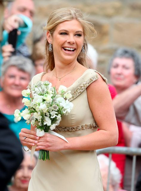Chelsy Davy attends the wedding of Melissa Percy and Thomas van Straubenzee at Alnwick Castle