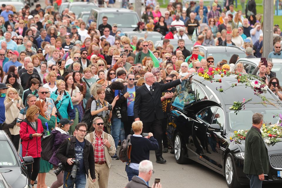 The remains of Sinead O'Connor make their way along Strand Road in Bray  Picture; Gerry Mooney