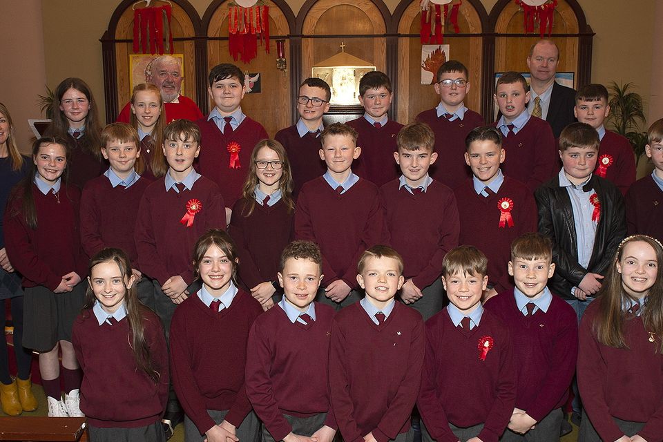 Pupils from Scoil Treasa Naofa, Ballyellis following their Confirmation in St Brigid's Church, Askamore. Photo: Jim Campbell
