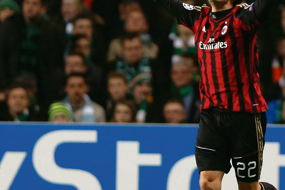AC Milan's Kaka celebrates his goal against Celtic at Celtic Park. Picture credit: Russell Cheyne / REUTERS