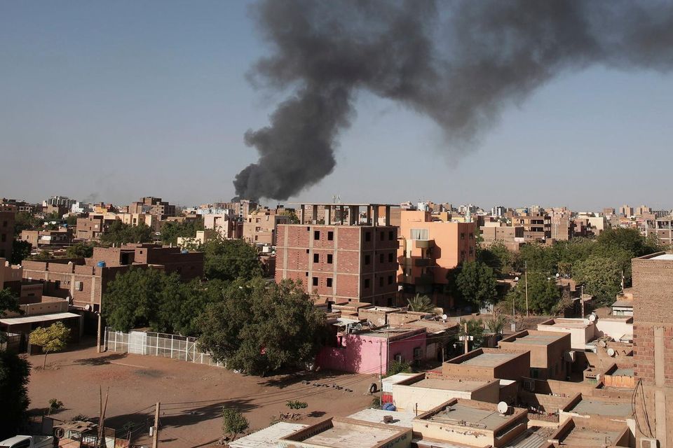 Smoke is seen in Khartoum, Sudan, yesterday
