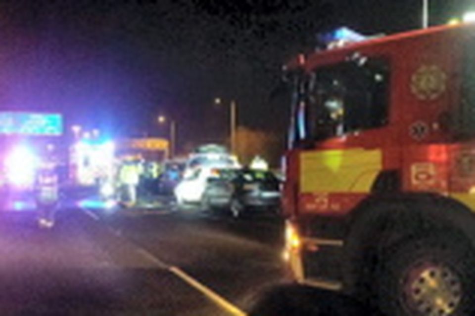 Smash: Dramatic pictures of the crash were posted on the Dublin Fire Brigade Twitter page