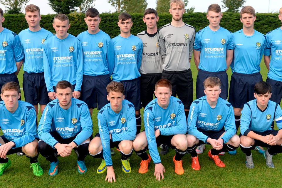 Leinster Back L-r Ryan Byrne, Thomas Rowan, Gavin Howard, Andrew Brennan, Jamie Ahern, Cathal Gillen, Conor Kearns, Ciaran Kelly, Owen McCormack, Liam Scales Front L-r John Martin, Stephen Hanley, Kevin Coffey, Tony Archibold, Conor Kane and Dylan Grimes during the Under 18 Interprovincial tournament final at the AUL Complex Clonshaugh.