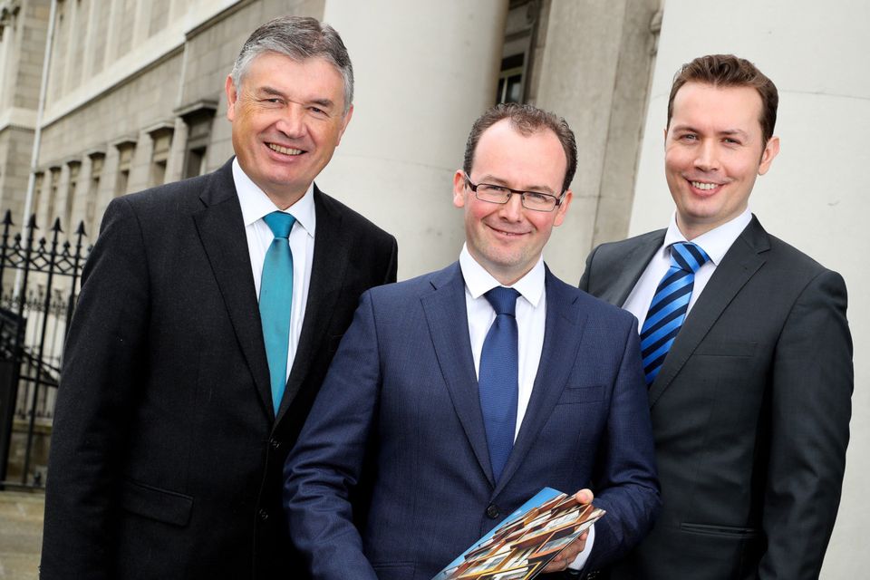 Padraig W Rushe, Rory McEntee and Padraig M Rushe of Initiative Ireland at yesterday’s announcement. Photo: Maxwells
