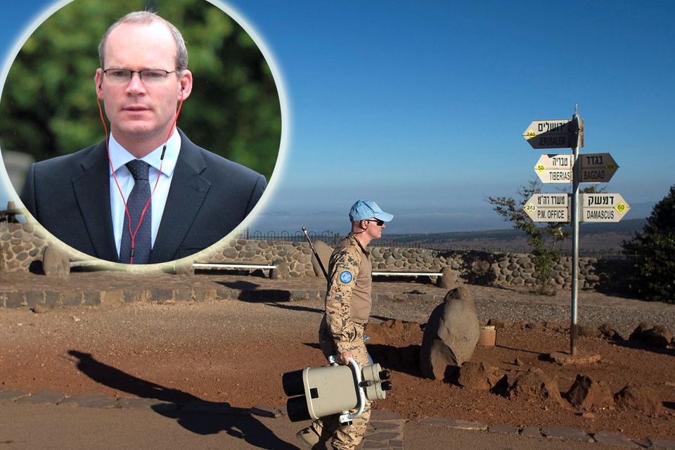 Minister Simon Coveney (inset) spoke about the situation in Golan Heights