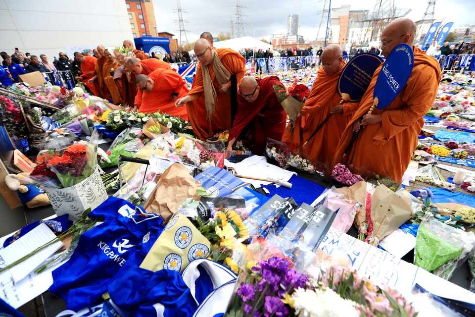Buddhist Monks pay their respects at Leicester (Mike Egerton/PA)