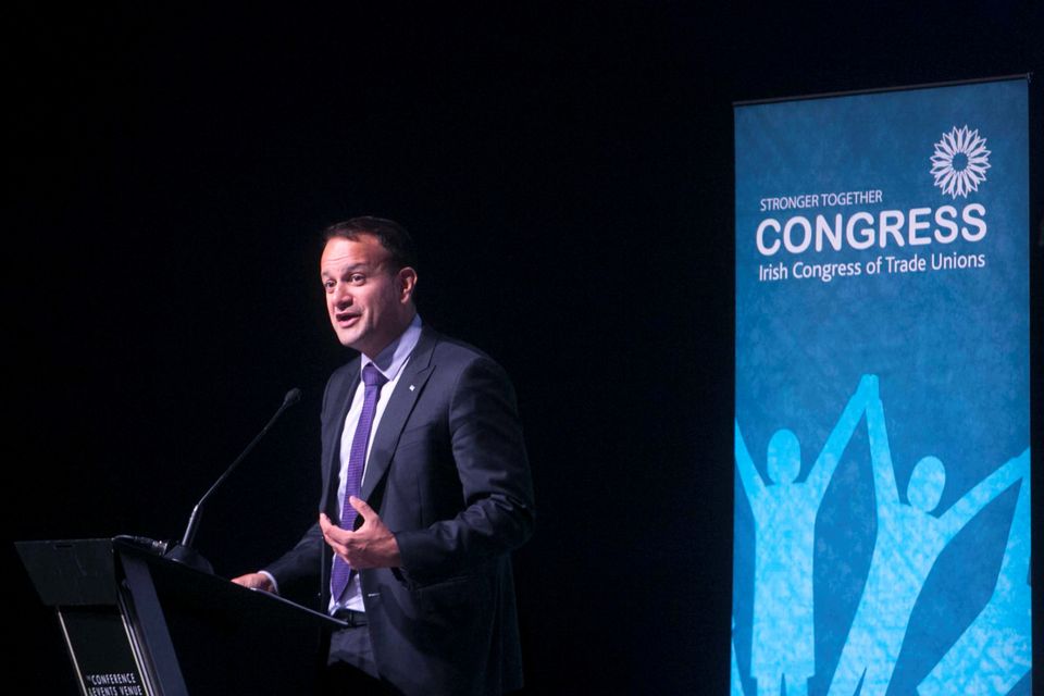 Minister for Social Protection Leo Varadkar speaking at the The Irish Congress of Trade Union conference in Dublin yesterday. Photo: Sam Boal/rollingnews.ie