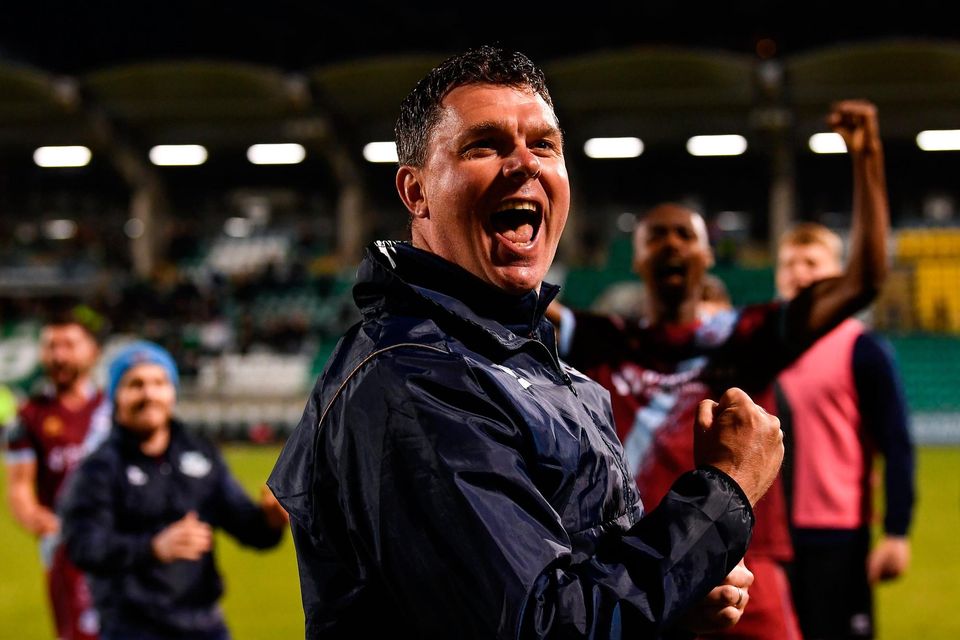 Celebration time: Drogheda manager Kevin Doherty. Photo: Sportsfile