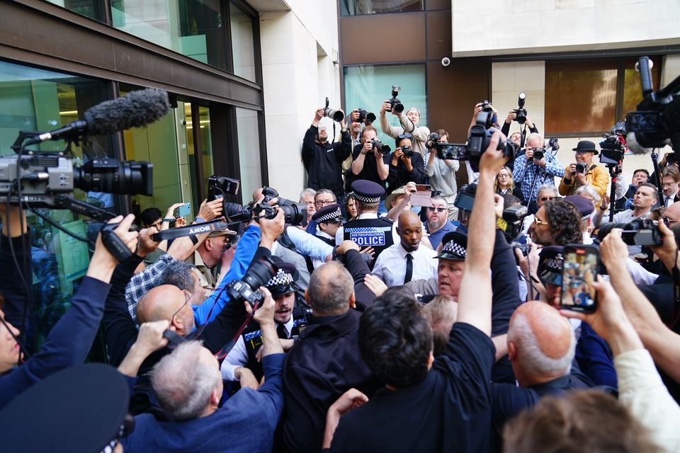 Russell Brand arriving at Westminster Magistrates’ Court (James Manning/PA)