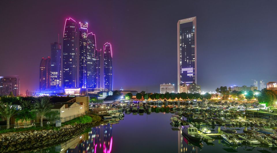 Abu Dhabi at night. Photo: Getty