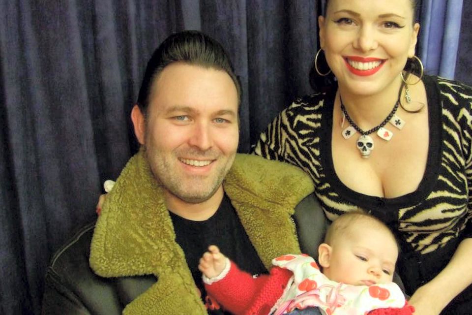 Imelda May and partner Darrel and baby Violet