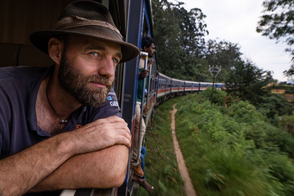 ‘I wasn’t doing it just for me’: Thor Pedersen on a train in Sri Lanka in 2023. Photo: Mike Douglas