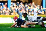 thumbnail: Josh van der Flier of Leinster scores his side's ninth try despite the tackle of Josua Vici of Montpellier Hérault during the Heineken Champions Cup Pool A match between Leinster and Montpellier Hérault at the RDS Arena in Dublin. Photo by Harry Murphy/Sportsfile