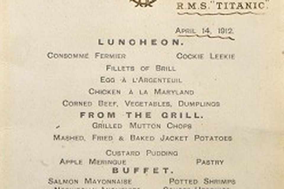 Last Titanic menu to go on display 