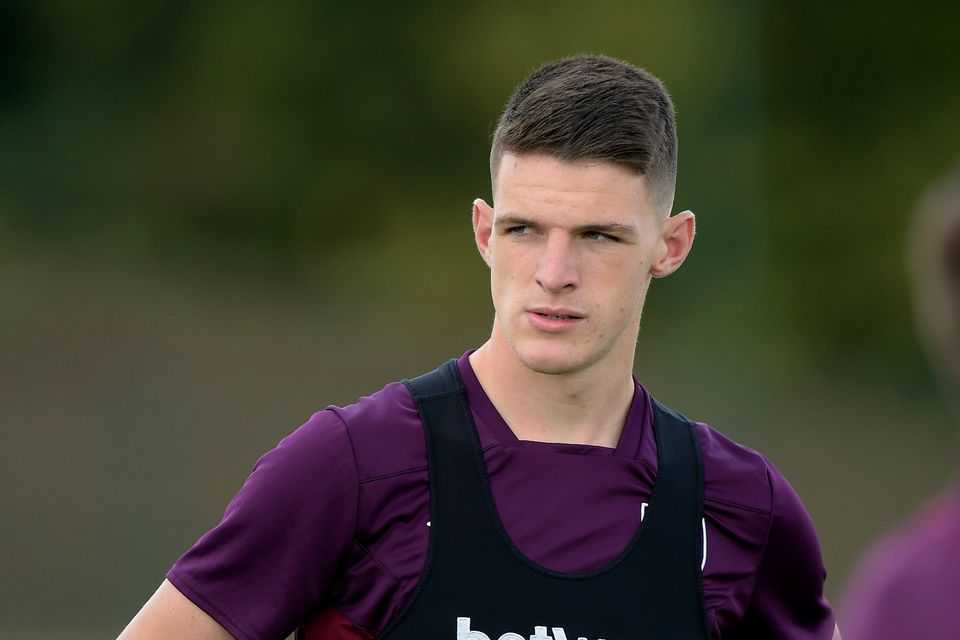 Declan Rice of West Ham United during Training at Rush Green on August 17, 2017 in Romford, England.  (Photo by Arfa Griffiths/West Ham United via Getty Images)