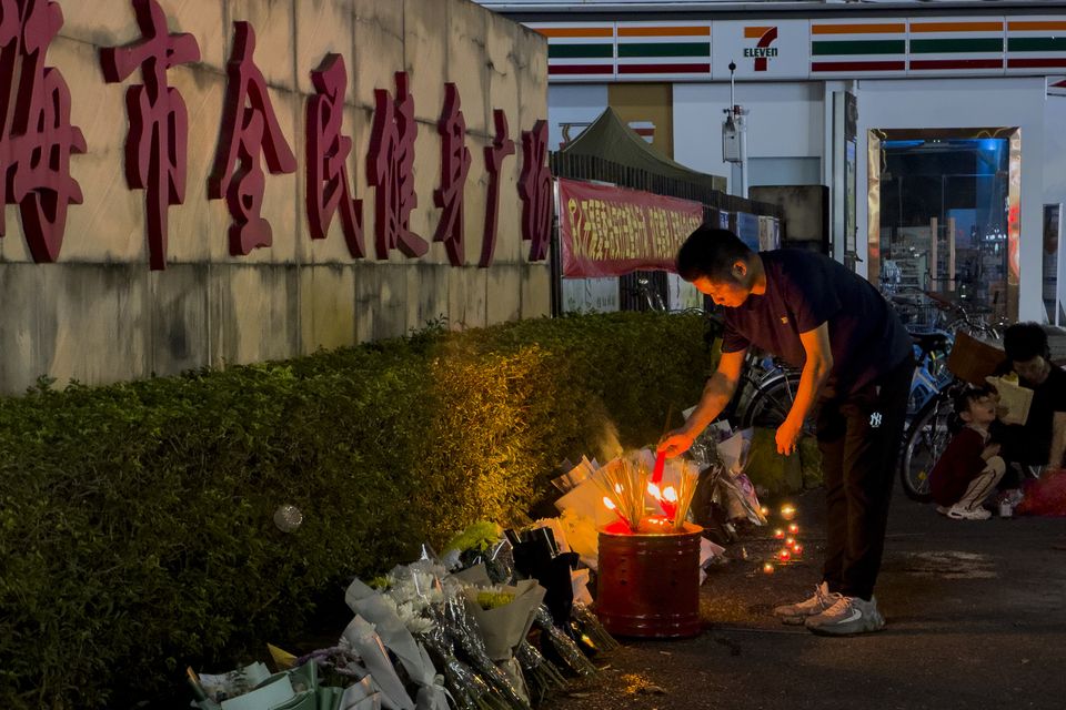 Tragic Incident in Southern China: Public Pays Respects to Victims of Deadly Car Attack at Sports Complex