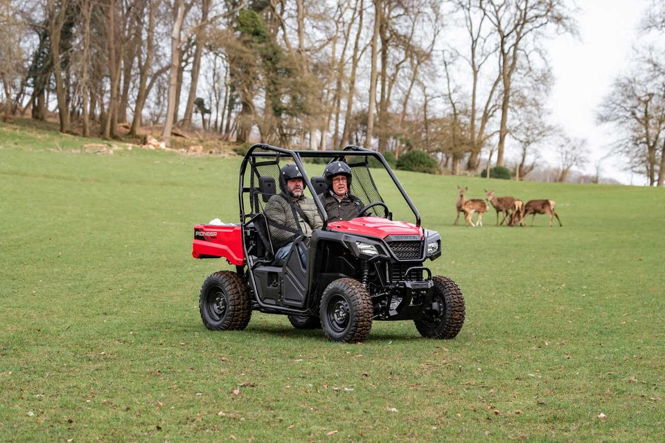 The Honda Pioneer 520 UTV has the dimensions of a quad while being able to seat two and carry a useful load securely at the rear.