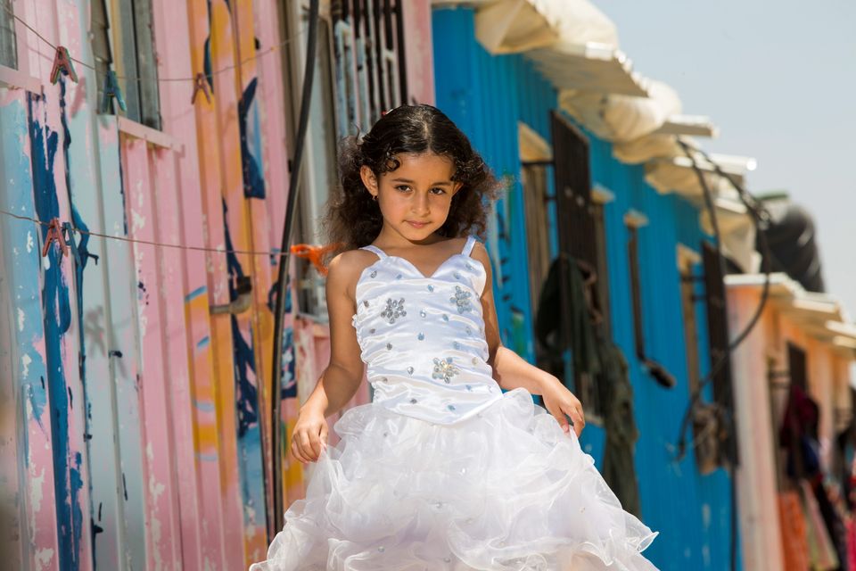 Dana Abu Reyda (5) who live in a tin hut at a camp for families whose homes were destoryed during last summer's war in Gaza. Photo: Mark Condren