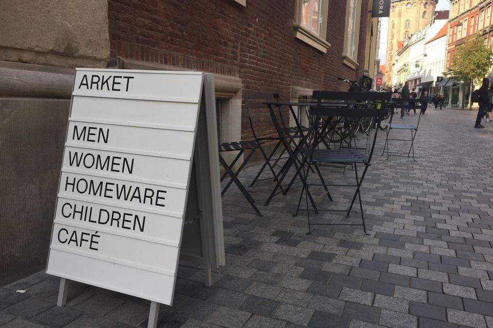 A sign in front of an Arket clothes store in Copenhagen, Denmark, 26 September 2017.