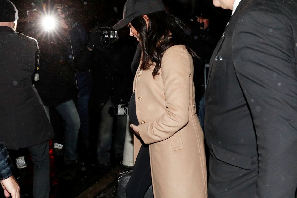 Meghan Markle, Duchess of Sussex, exits The Mark Hotel hotel in the Manhattan borough of New York City, New York, U.S., February 20, 2019. REUTERS/Andrew Kelly