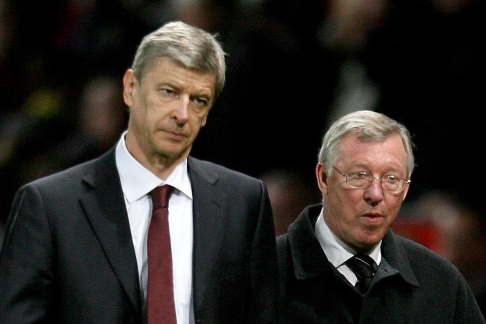 Arsene Wenger (left) has been praised by Sir Alex Ferguson (right)