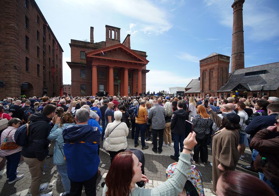 A crowd of hundreds gathered to watch Sam Ryder in Liverpool (Peter Byrne/PA)