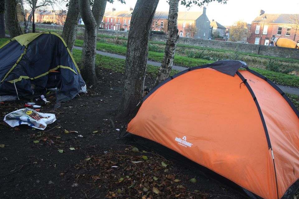 Tents belonging to homeless people on the banks of the Royal Canal near Dublin’s city centre (Brian Lawless/PA)