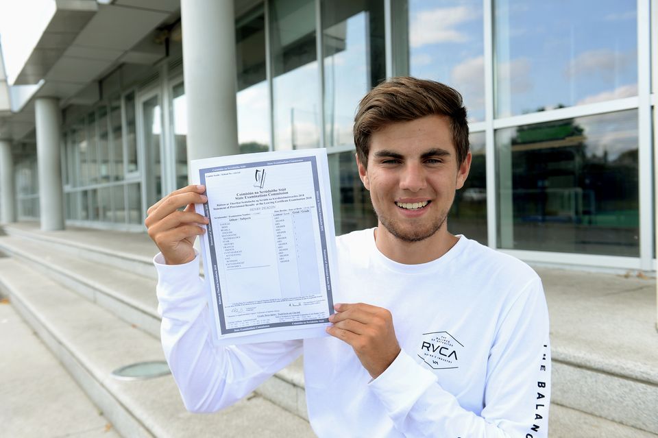 15 Aug 2018;  Harry Deacon, 18, from Sandymount, with his Leaving Cert results: 8 H1s. St. Andrew's College, Booterstown, Dublin. Picture: Caroline Quinn