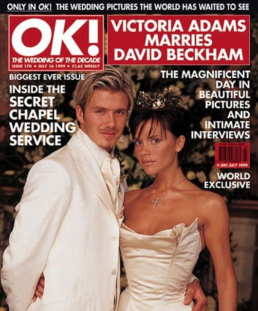 David and Victoria wed in 1999 and their photographs featured in OK! magazine