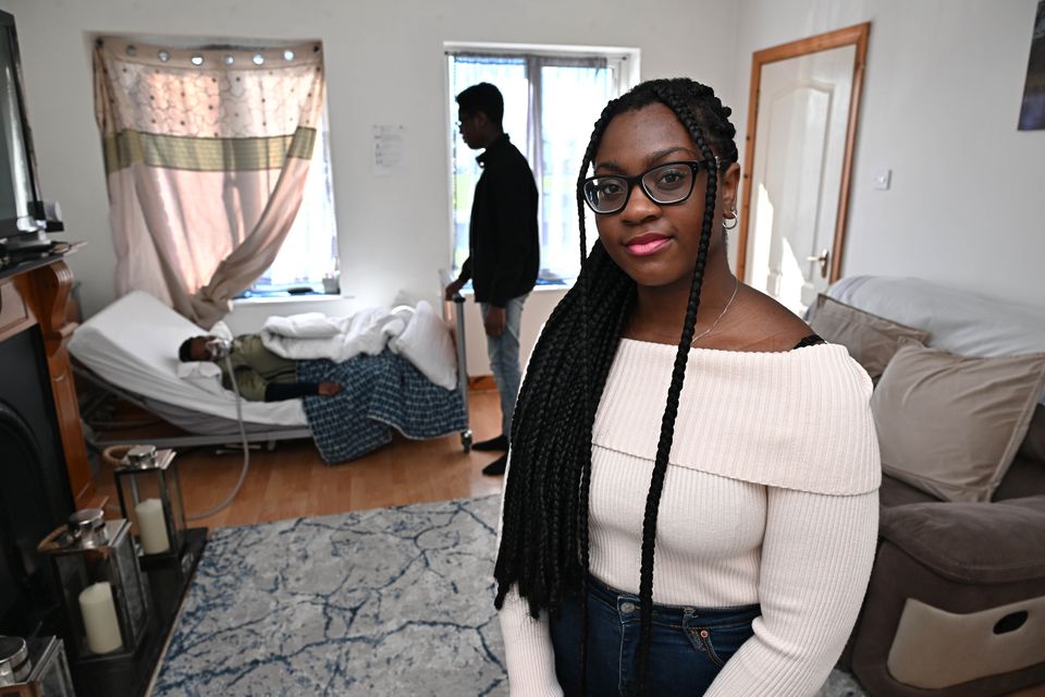 Shakira Williams and her brother Thabo at their home in Tuam, Co Galway where their mother Nadia, requires round-the-clock care. Photo: Ray Ryan