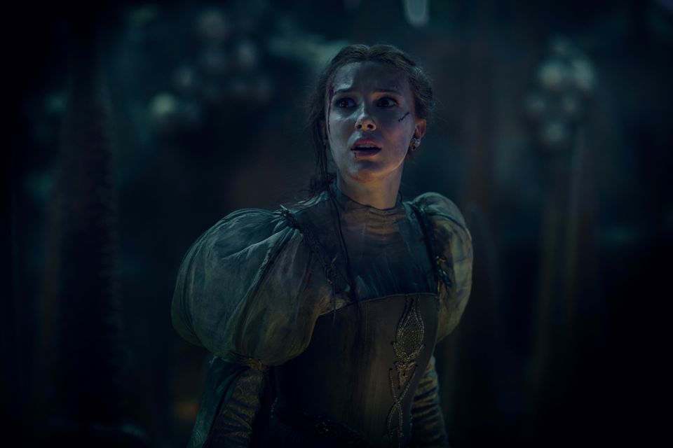 Damsel. Millie Bobby Brown as Elodie. Cr. John Wilson/Netflix ©2023                              